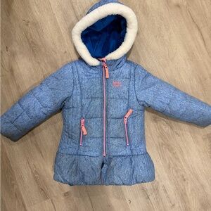 OshKosh B'gosh Blue Puffer Jacket with Cream Hood